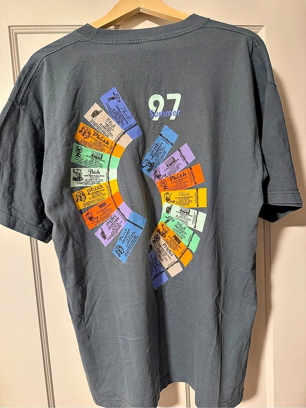 Rare! Phish Summer 1997 Tour Ticket Stubs T-Shirt Gray XL - new condition! - Picture 2 of 3